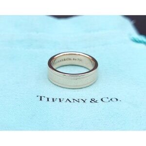 Tiffany & Co 18kt Rose Gold Together Double Milgrain 6mm Wedding Band Size 6.5